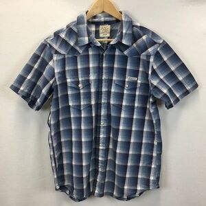 Lucky Brand Sportswear Plaid Western Pearl Snap Button Up Short Sleeve Shirt
